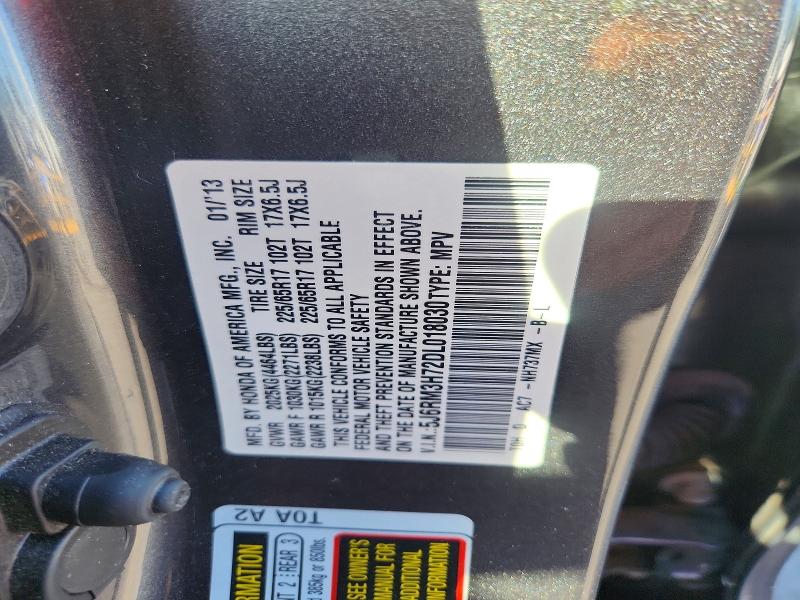 68571366 :رقم المزاد ، 5J6RM3H72DL018030 vin ، 2013 Honda Cr-v مزاد بيع