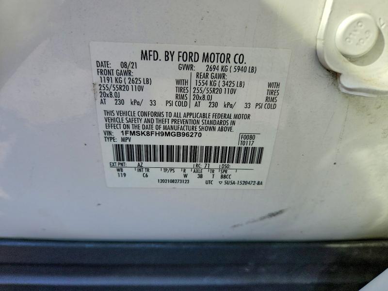 Aukcja sprzedaży 2021 Ford Explorer, vin: 1FMSK8FH9MGB96270, numer aukcji: 69816466