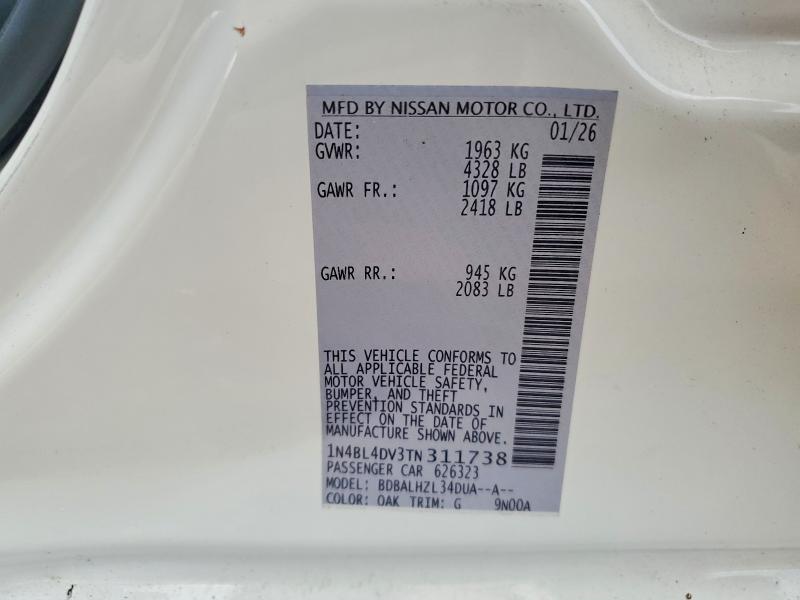 Продаж на аукціоні авто 2026 Nissan Altima, vin: 1N4BL4DV3TN311738, номер лоту: 69724166