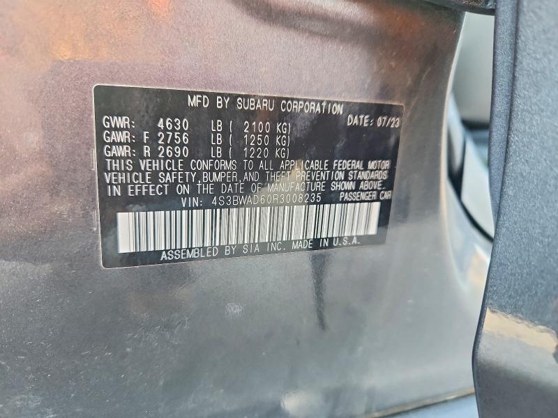 68024286 :رقم المزاد ، 4S3BWAD60R3008235 vin ، 2024 Subaru Legacy مزاد بيع
