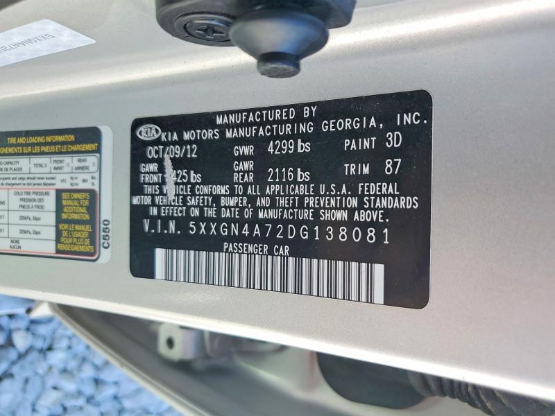 67650376 :رقم المزاد ، 5XXGN4A72DG138081 vin ، 2013 Kia Optima مزاد بيع