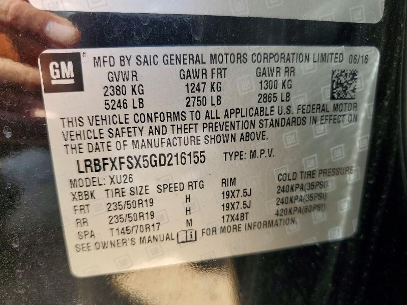 Auction sale of the 2016 Buick Envision, vin: LRBFXFSX5GD216155, lot number: 67401116