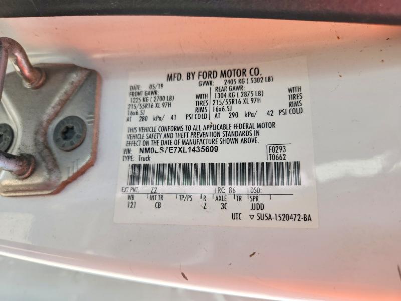 67969496 :رقم المزاد ، NM0LS7E7XL1435609 vin ، 2020 Ford Transit Connect مزاد بيع