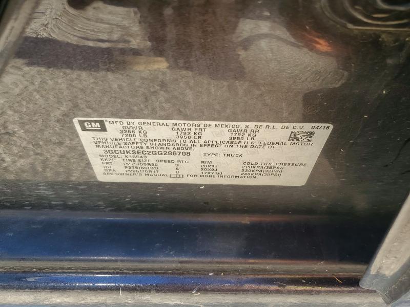 Aukcja sprzedaży 2016 Chevrolet Silverado, vin: 3GCUKSEC2GG286708, numer aukcji: 68192866