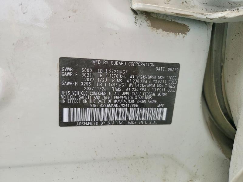 Продажа на аукционе авто 2022 Subaru Ascent, vin: 4S4WMARD8N3448966, номер лота: 66822916