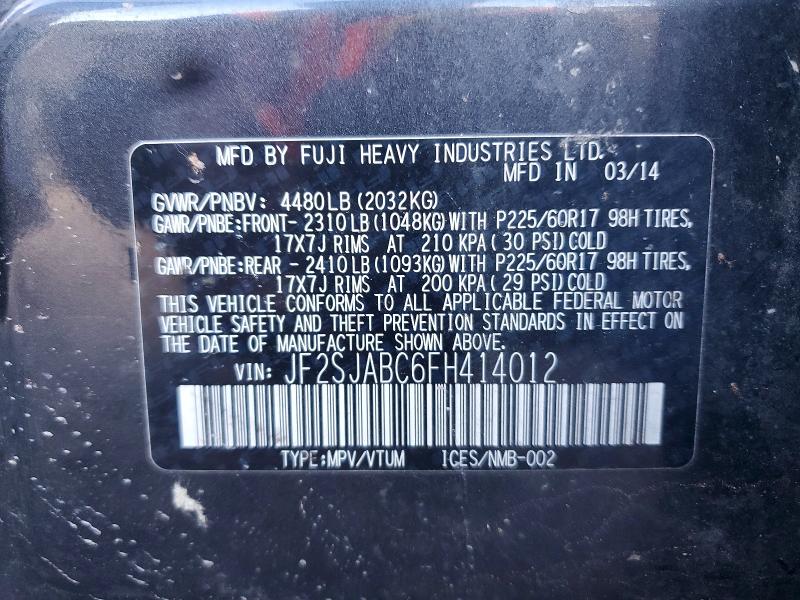 Aukcja sprzedaży 2015 Subaru Forester, vin: JF2SJABC6FH414012, numer aukcji: 68416296