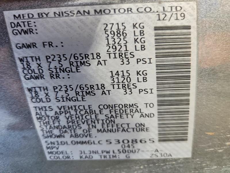 Aukcja sprzedaży 2020 Infiniti Qx60, vin: 5N1DL0MM6LC530865, numer aukcji: 67379666