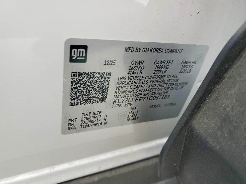 67411386 :رقم المزاد ، KL77LFEP7TC087183 vin ، 2026 Chevrolet Trax مزاد بيع
