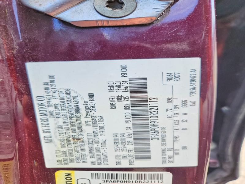 67716016 :رقم المزاد ، 3FA6P0H91DR221112 vin ، 2013 Ford Fusion مزاد بيع