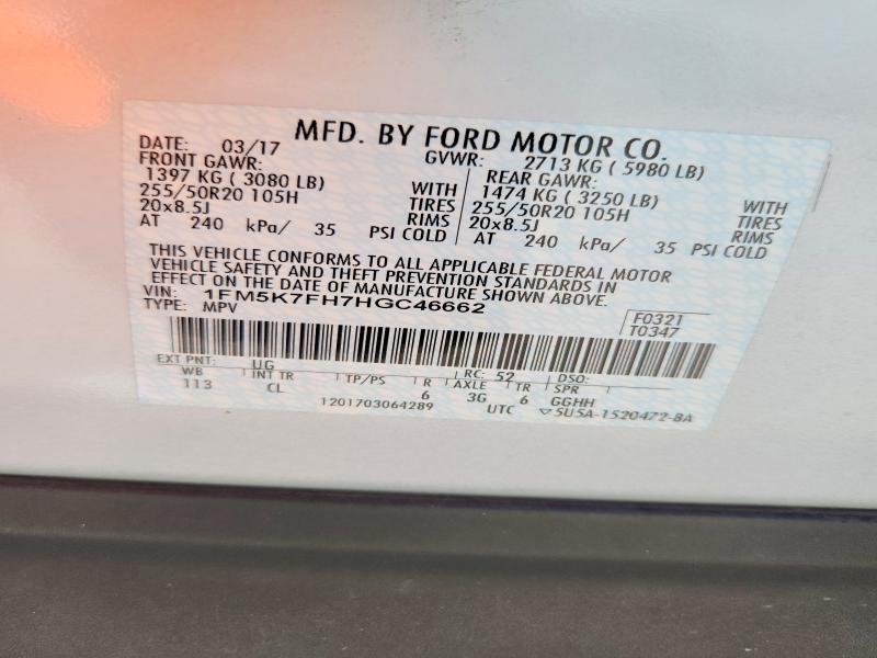 Продажа на аукционе авто 2017 Ford Explorer, vin: 1FM5K7FH7HGC46662, номер лота: 68792606