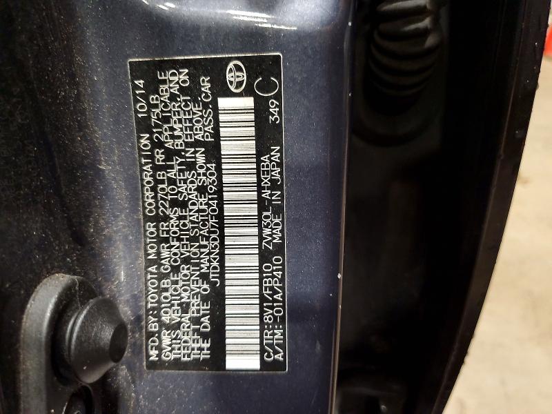 70707796 :رقم المزاد ، JTDKN3DU7F0419304 vin ، 2015 Toyota Prius مزاد بيع