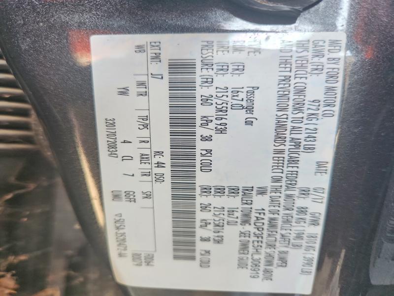 2017 Ford Focus მანქანა იყიდება აუქციონზე, vin: 1FADP3FE5HL306919, აუქციონის ნომერი: 70025046