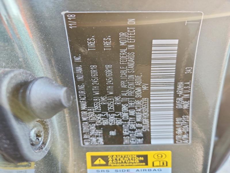 2019 Toyota Highlander Hybrid მანქანა იყიდება აუქციონზე, vin: 5TDJGRFH2KS055339, აუქციონის ნომერი: 69891136