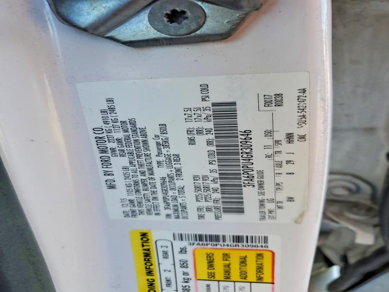 68107686 :رقم المزاد ، 3FA6P0PU4GR309646 vin ، 2016 Ford Fusion مزاد بيع