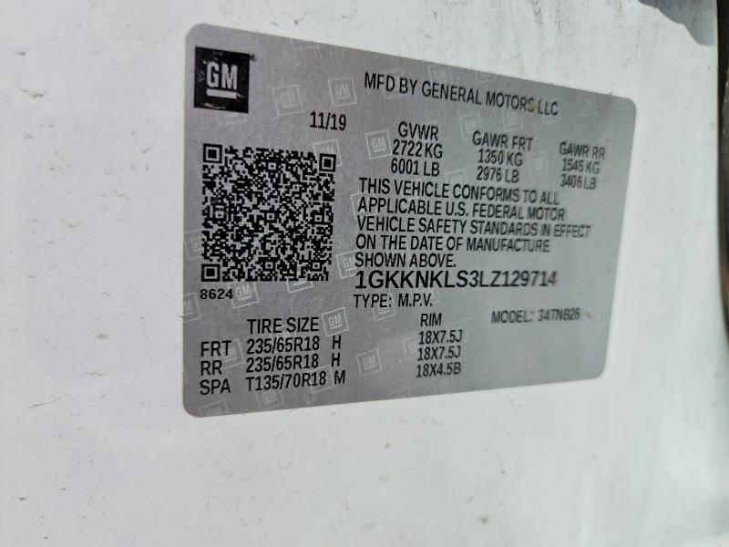 Продаж на аукціоні авто 2020 Gmc Acadia, vin: 1GKKNKLS3LZ129714, номер лоту: 69372746