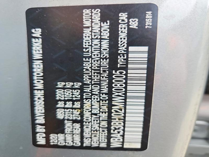 Aukcja sprzedaży 2021 Bmw 530, vin: WBA53BH02MWX08005, numer aukcji: 68335086