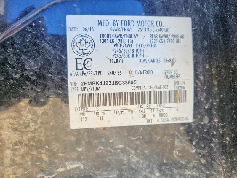Продаж на аукціоні авто 2018 Ford Edge, vin: 2FMPK4J93JBC33895, номер лоту: 69628386