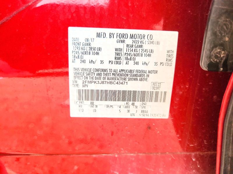 Продажа на аукционе авто 2017 Ford Edge, vin: 2FMPK3J87HBC43471, номер лота: 67449746