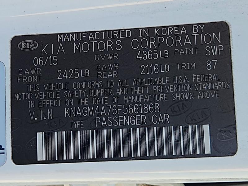 Продажа на аукционе авто 2015 Kia Optima, vin: KNAGM4A76F5661868, номер лота: 70430586