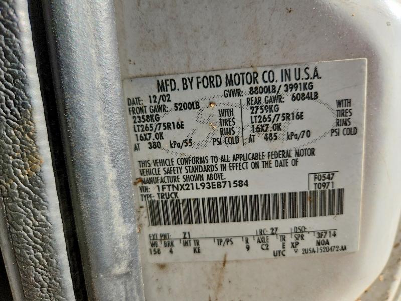 Aukcja sprzedaży 2003 Ford F250, vin: 1FTNX21L93EB71584, numer aukcji: 68864996
