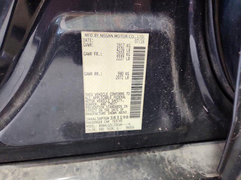 Aukcja sprzedaży 2016 Nissan Altima, vin: 1N4AL3AP3GN383198, numer aukcji: 69342006