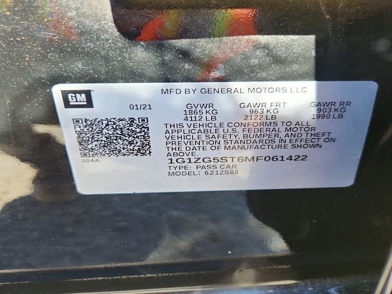 Продаж на аукціоні авто 2021 Chevrolet Malibu, vin: 1G1ZG5ST6MF061422, номер лоту: 68865246