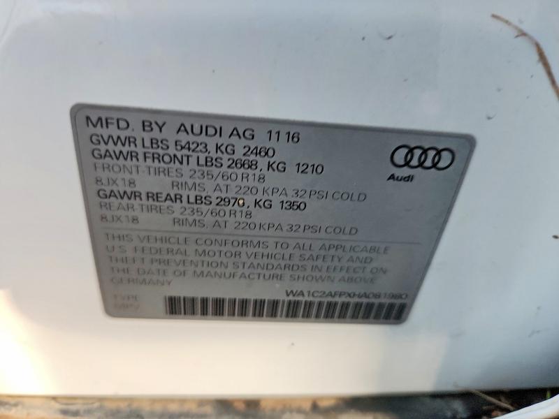 Aukcja sprzedaży 2017 Audi Q5, vin: WA1C2AFPXHA081980, numer aukcji: 69251476