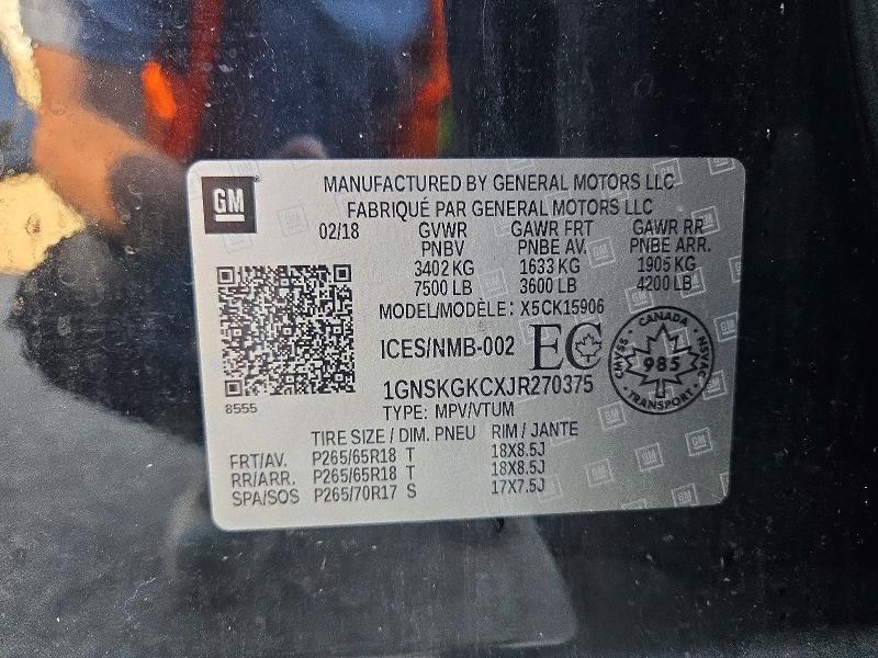 Продаж на аукціоні авто 2018 Chevrolet Suburban, vin: 1GNSKGKCXJR270375, номер лоту: 68216416