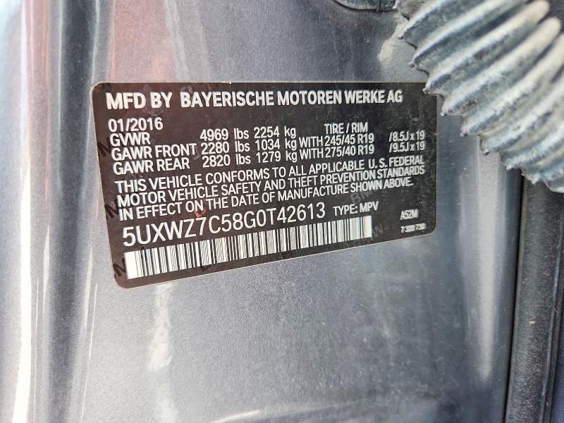 Aukcja sprzedaży 2016 Bmw X3, vin: 5UXWZ7C58G0T42613        , numer aukcji: 68971796