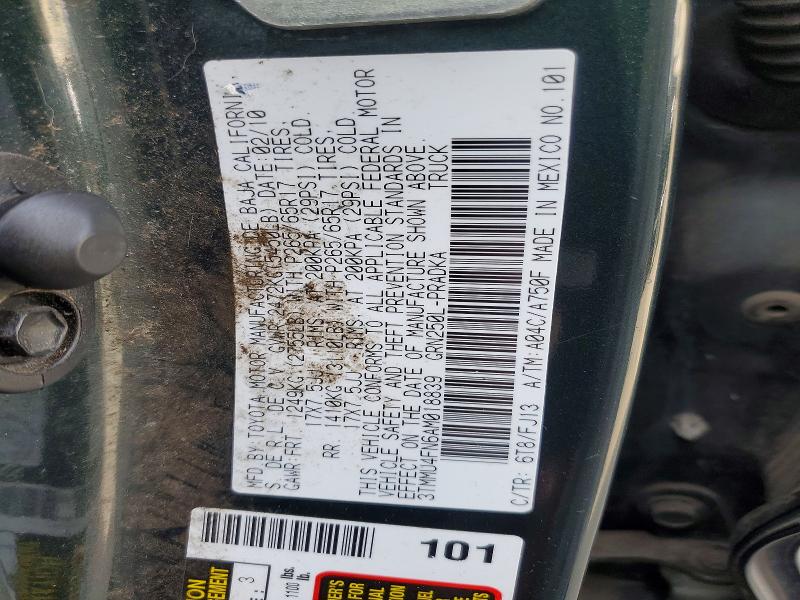 2010 Toyota Tacoma მანქანა იყიდება აუქციონზე, vin: 3TMMU4FN6AM018839, აუქციონის ნომერი: 68647416