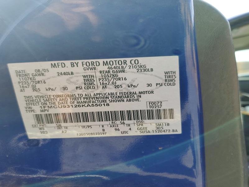 Auction sale of the 2006 Ford Escape, vin: 1FMCU93126KA55018, lot number: 68415456