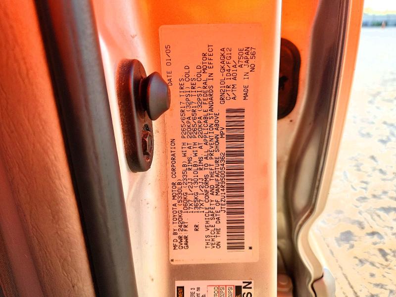 Aukcja sprzedaży 2005 Toyota 4runner, vin: JTEZU14R950054362, numer aukcji: 67829846