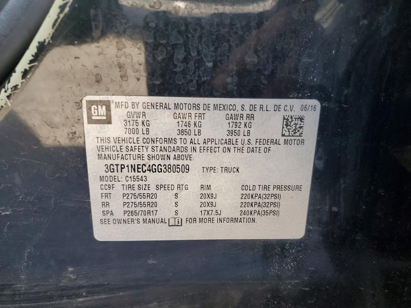 68408646 :رقم المزاد ، 3GTP1NEC4GG380509 vin ، 2016 Gmc Sierra مزاد بيع