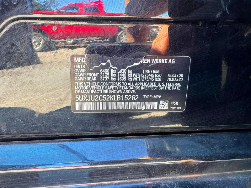 69351796 :رقم المزاد ، 5UXJU2C52KLB15262         vin ، 2019 Bmw X5 مزاد بيع