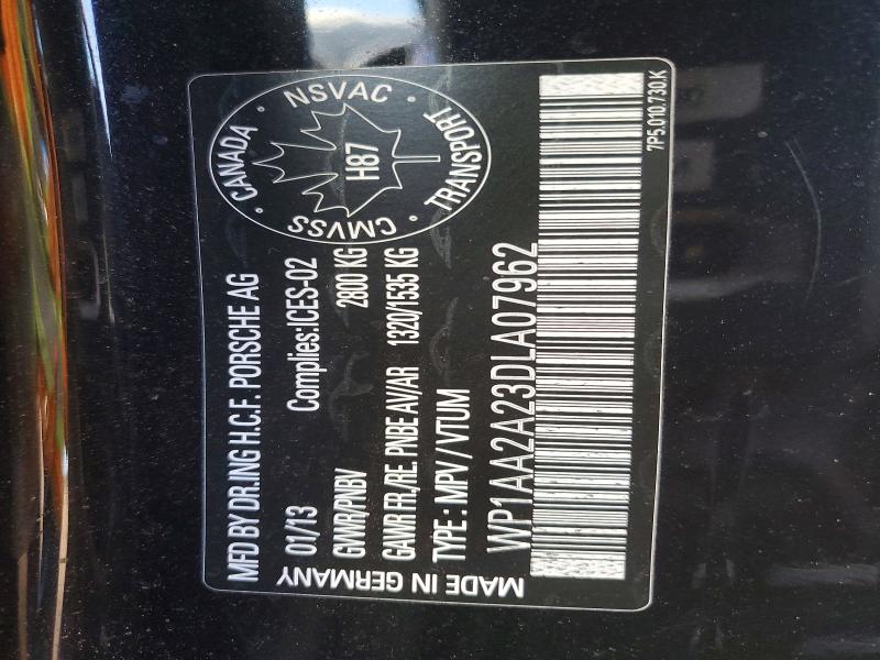 Aukcja sprzedaży 2013 Porsche Cayenne, vin: WP1AA2A23DLA07962, numer aukcji: 70962266