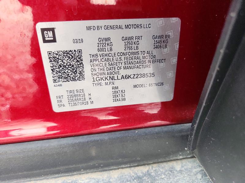 Продаж на аукціоні авто 2019 Gmc Acadia, vin: 1GKKNLLA6KZ238535, номер лоту: 67971046