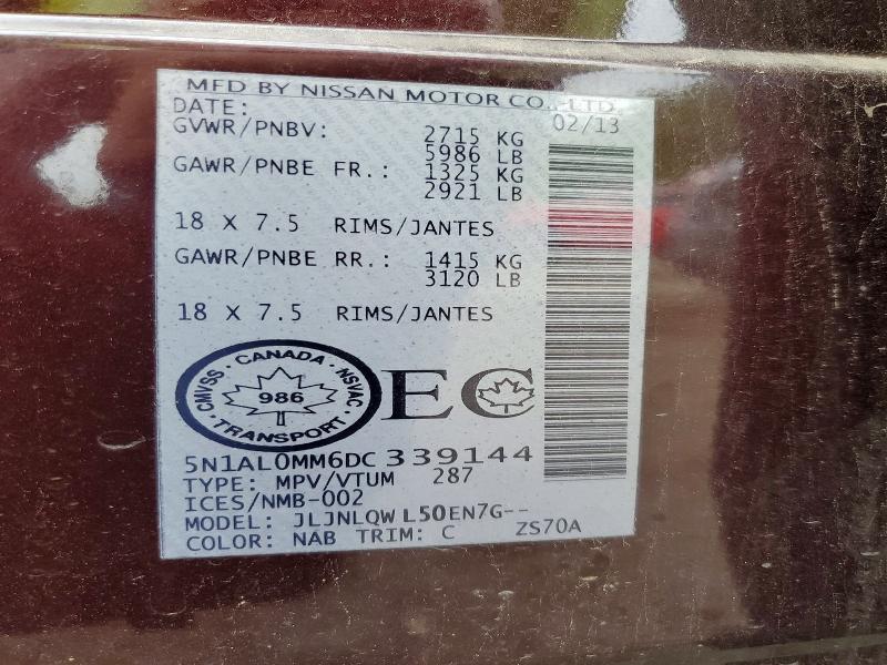 Aukcja sprzedaży 2013 Infiniti Jx35, vin: 5N1AL0MM6DC339144, numer aukcji: 66843266