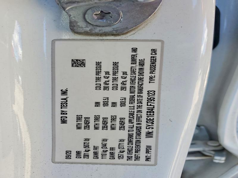 Продаж на аукціоні авто 2020 Tesla Model 3, vin: 5YJ3E1EB4LF795123, номер лоту: 67694826