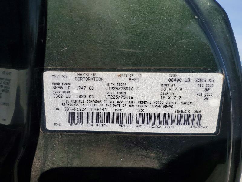 1996 Dodge Ram 1500 მანქანა იყიდება აუქციონზე, vin: 3B7HF13Z4TM105448, აუქციონის ნომერი: 66857546