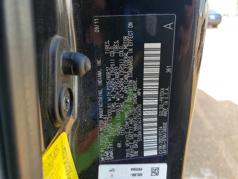 Продажа на аукционе авто 2012 Toyota Sienna, vin: 5TDKK3DC4CS183400, номер лота: 70337456