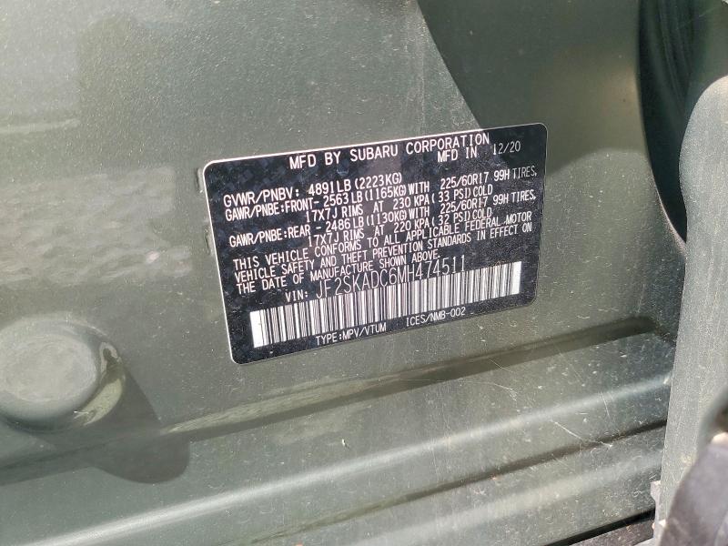 Aukcja sprzedaży 2021 Subaru Forester, vin: JF2SKADC6MH474511, numer aukcji: 68142336