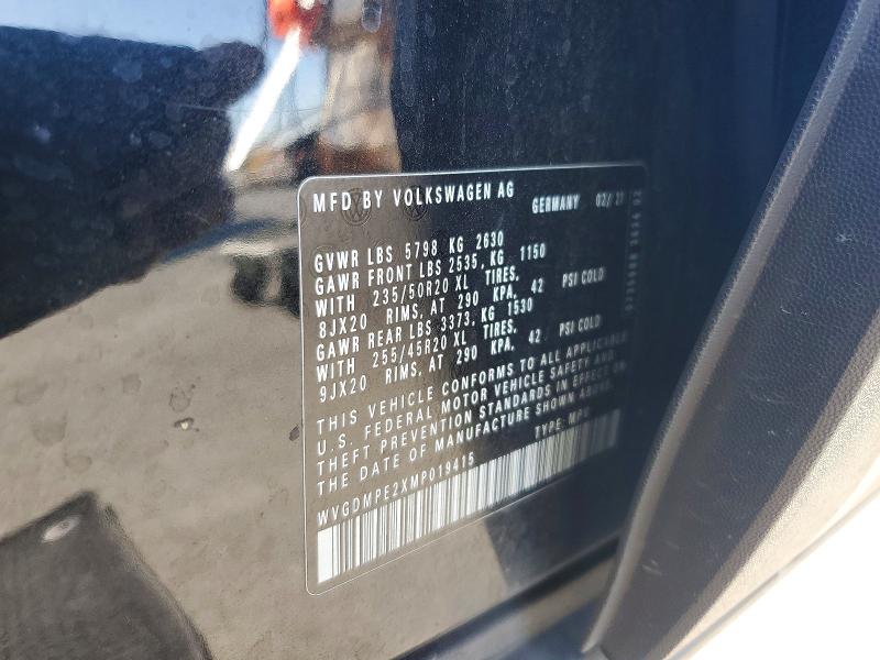 68775406 :رقم المزاد ، WVGDMPE2XMP019415 vin ، 2021 Volkswagen Id.4 مزاد بيع