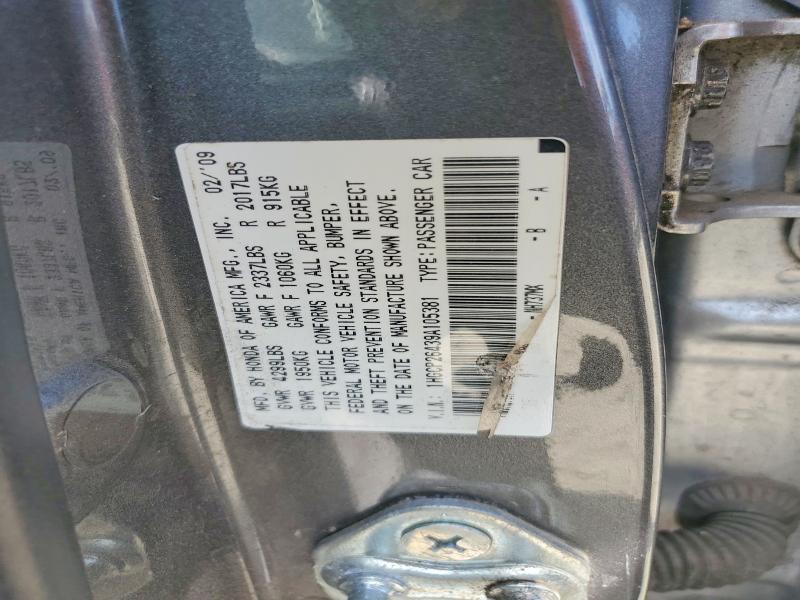Продаж на аукціоні авто 2009 Honda Accord, vin: 1HGCP26439A105381, номер лоту: 65922436