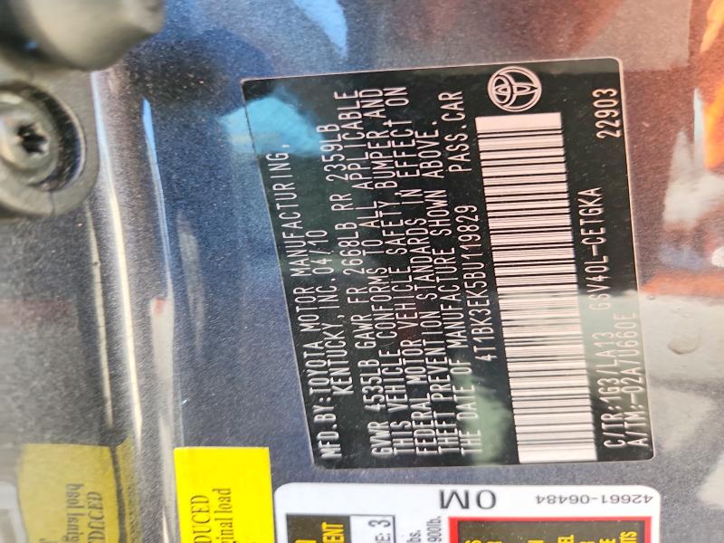 2011 Toyota Camry მანქანა იყიდება აუქციონზე, vin: 4T1BK3EK5BU119829, აუქციონის ნომერი: 69561456