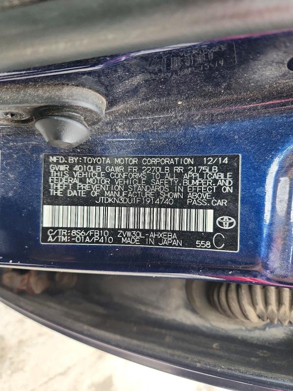 67893076 :رقم المزاد ، JTDKN3DU1F1914740 vin ، 2015 Toyota Prius مزاد بيع