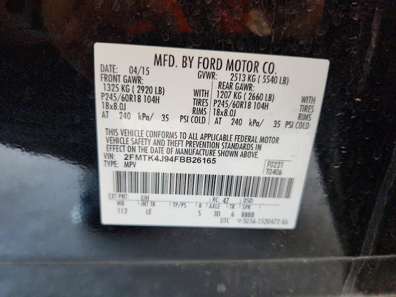 Продаж на аукціоні авто 2015 Ford Edge, vin: 2FMTK4J94FBB26165, номер лоту: 70255866