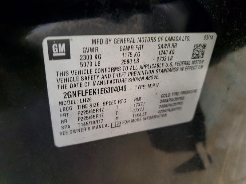69770946 :رقم المزاد ، 2GNFLFEK1E6304040 vin ، 2014 Chevrolet Equinox مزاد بيع