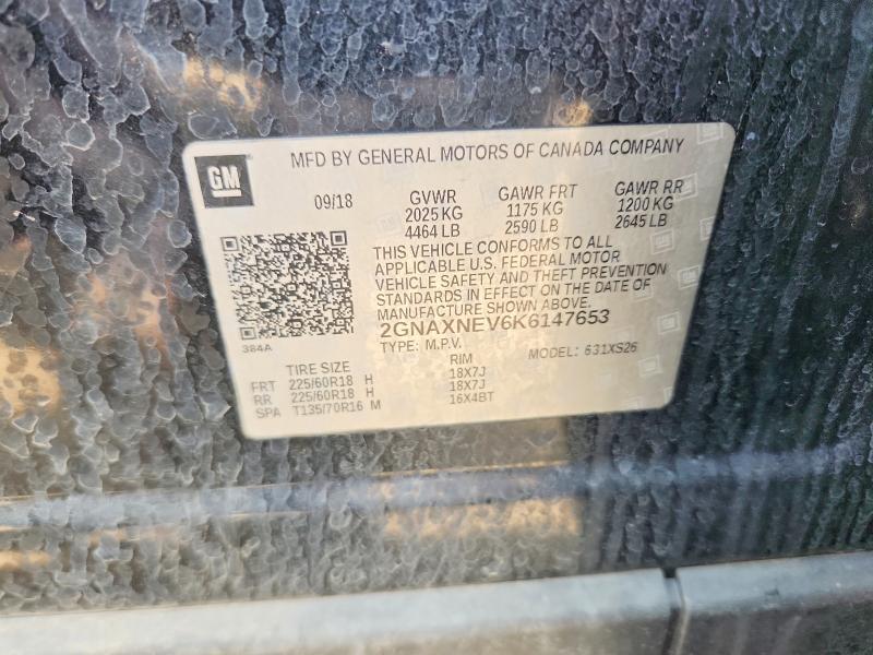 69694946 :رقم المزاد ، 2GNAXNEV6K6147653 vin ، 2019 Chevrolet Equinox مزاد بيع