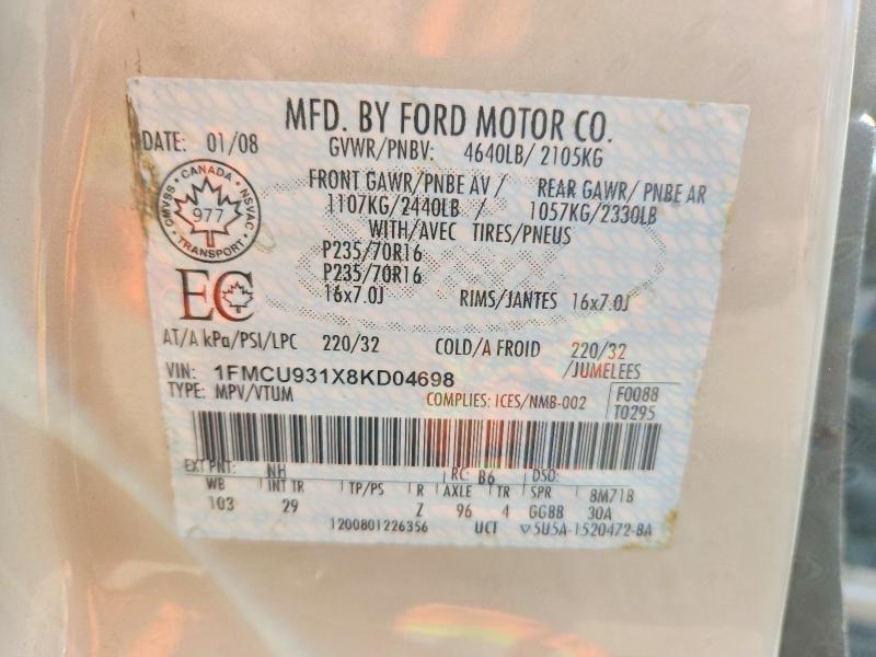 Продаж на аукціоні авто 2008 Ford Escape, vin: 1FMCU931X8KD04698, номер лоту: 70286526