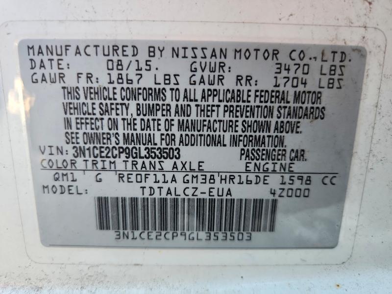 Продажа на аукционе авто 2016 Nissan Versa Note, vin: 3N1CE2CP9GL353503, номер лота: 68962606